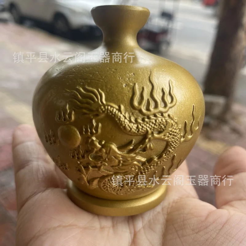 Vintage Alloy Fire-Resistant Dragon Bottle Kitchen Fire Burning Tianmen Northwest Corner Qian Gua Position Home Decorative Craft