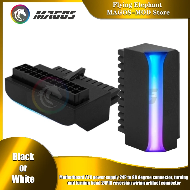 

24-контактный адаптер блока компьютера ATX 90 ° Угловой разъем RGB, умнее управление рулевой головкой и очиститель для менеджмента кабелей, M/B 5V ARGB SYNC