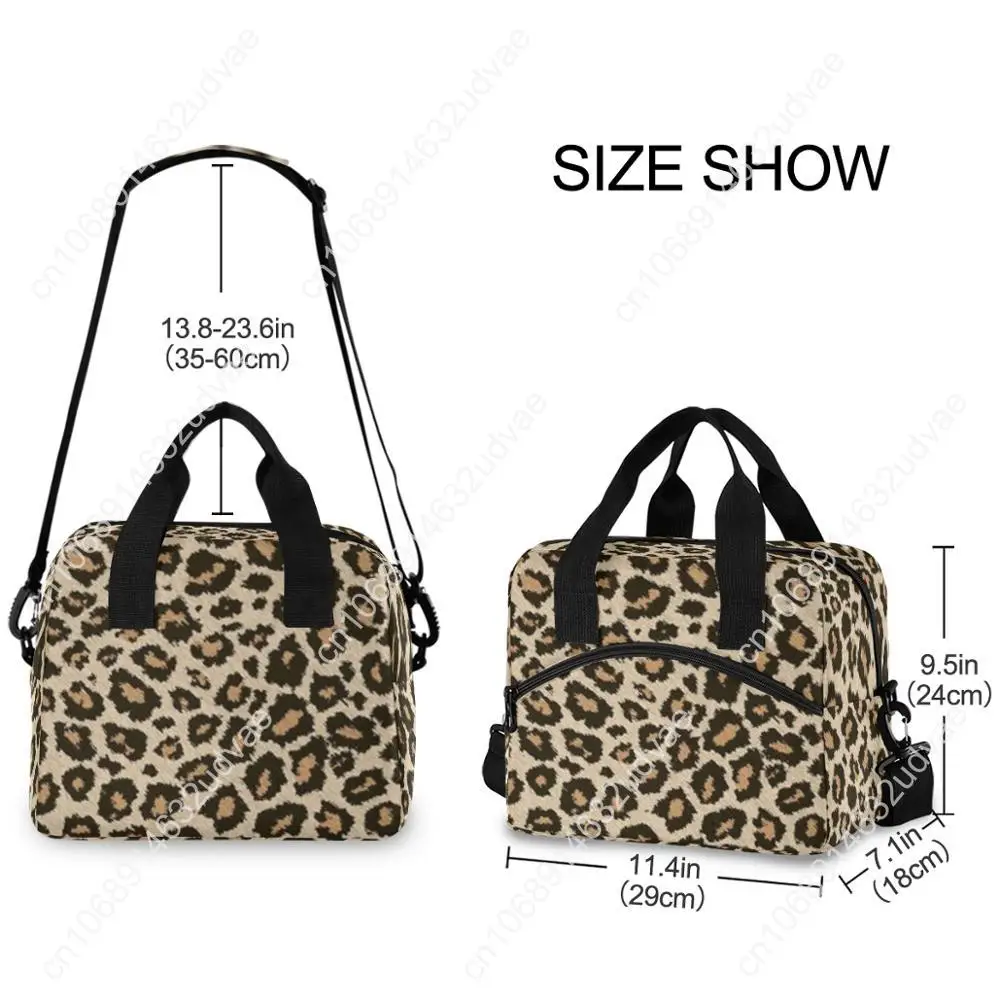 Men Women New Insulation Thermal Lunch Bag Fresh Keeping Large Leopard Printed Tote Box Portable One Shoulder Cooler Bags