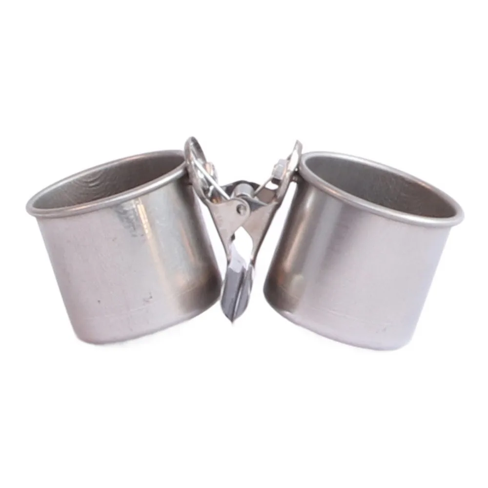 

2in1 Bird Food Container Stainless Steel with Clip Bird Feeder Double Cups Practical Durable Parrot Water Feeding Bowl