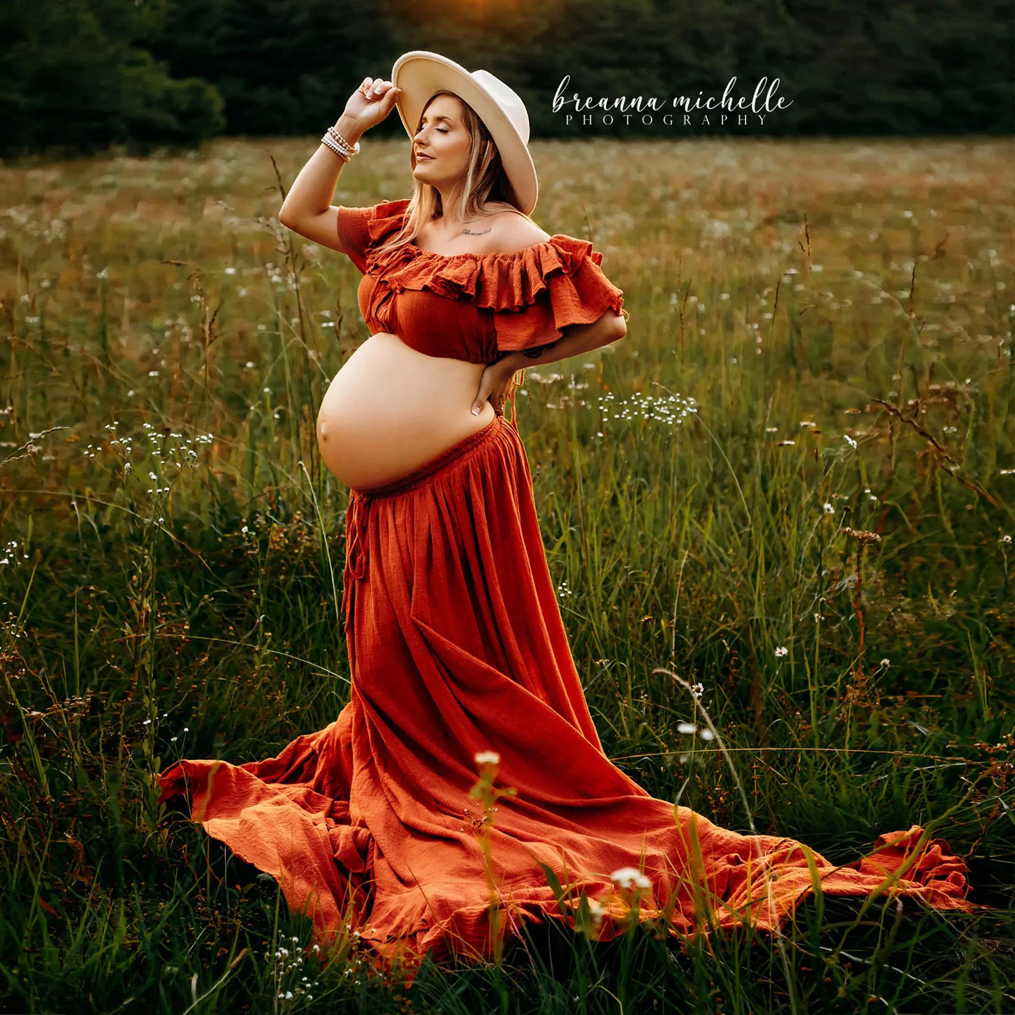 Elegant 2 Piece Set Maternity Dress For Photoshoot Side Slit Boho Maternity Gown Baby Shower Clothing Fashion Pregnant Dress