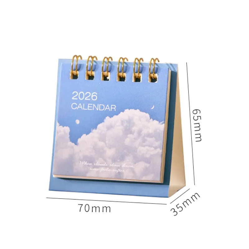4.2026 Mini calendário planejador com capa retrô panorâmica: acessório de mesa ideal para decoração escolar de escritório, presente perfeito