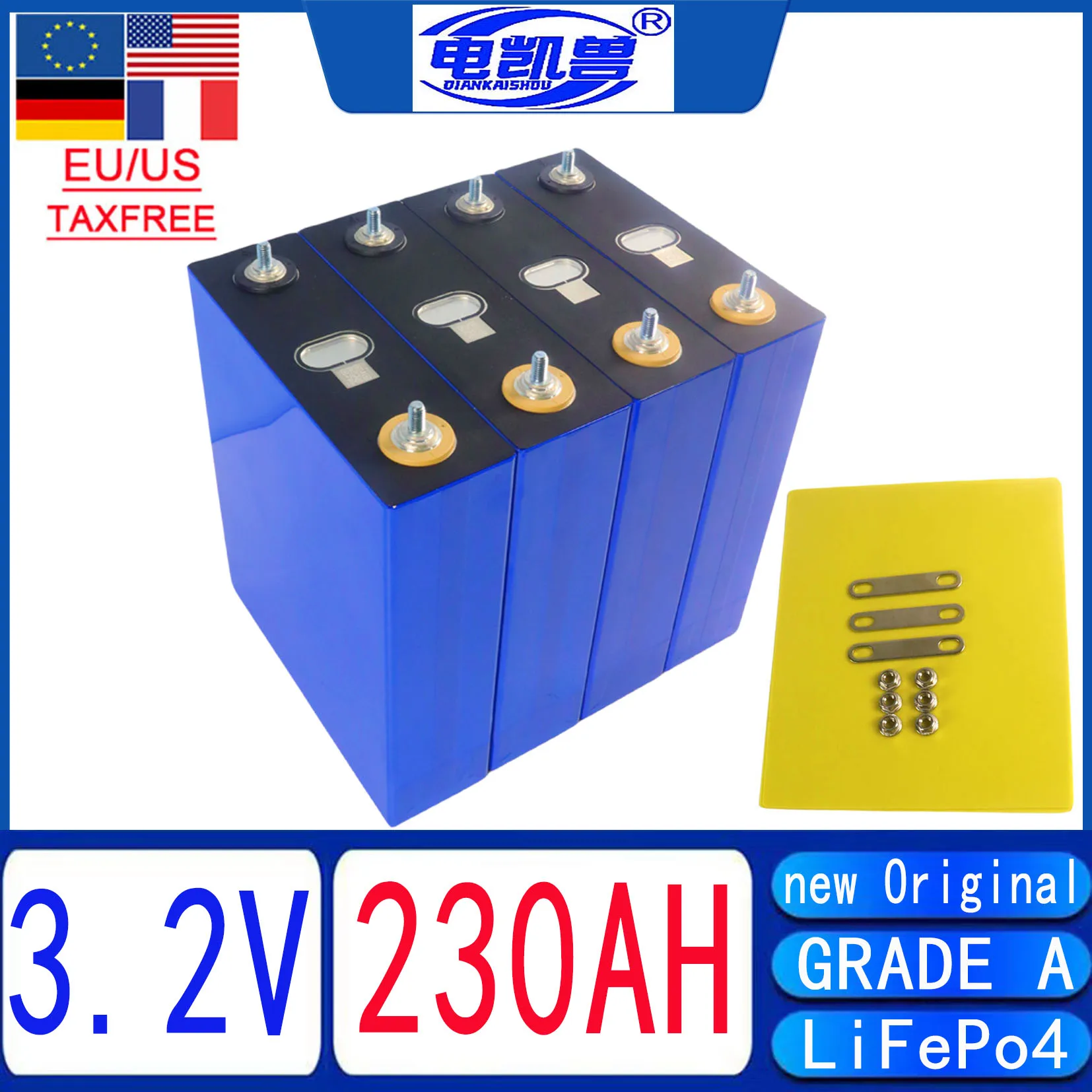 3.2V 230ah A-level Lifepo4 battery DIY 12V 24V RV Camping vehicle lithium iron phosphate battery golf cart rechargeable battery