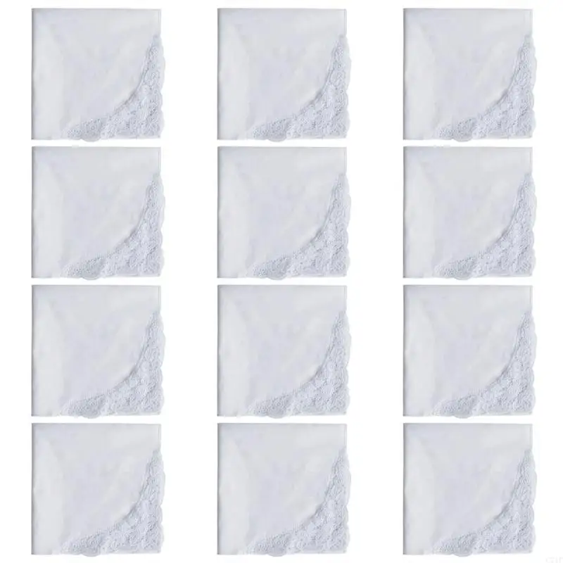 C71F White Lace Sweat Absorbent Pocket Handkerchief for Sports and Outdoor Activity Soft and Absorbent Pocket Towel