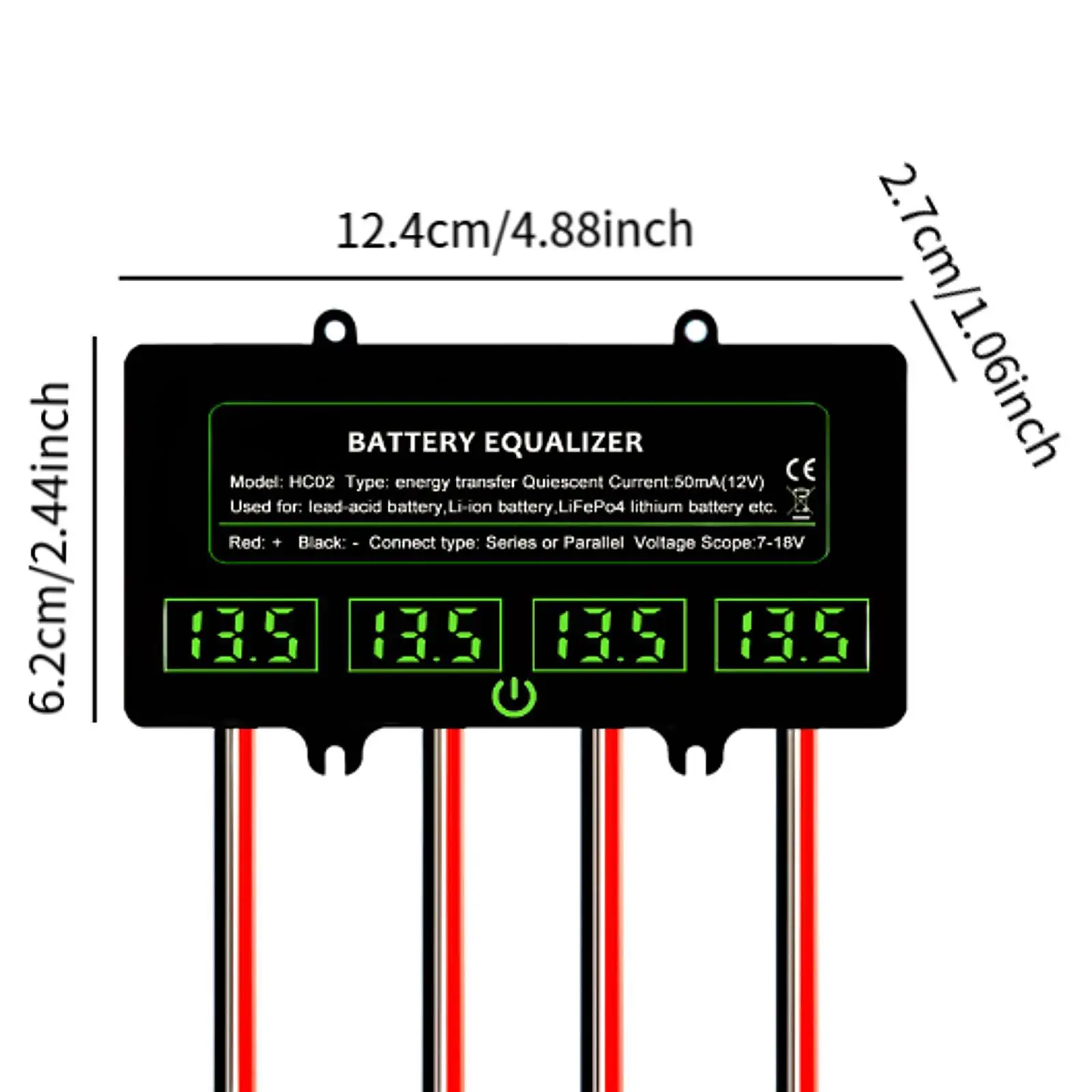 Multifunctional Battery Converter 48V Equalizer for 4x12v Li Battery Balancer HC02 LED Voltage Checker Regulator for Car Battery