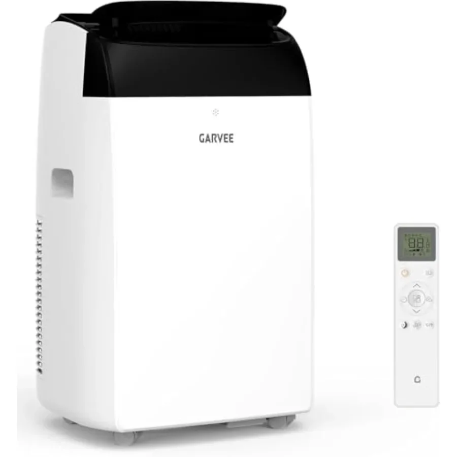 3-in-1 portable air conditioner for rooms up to 750 sq.ft, white plastic unit with cooling, dehumidifying and fan functions, re