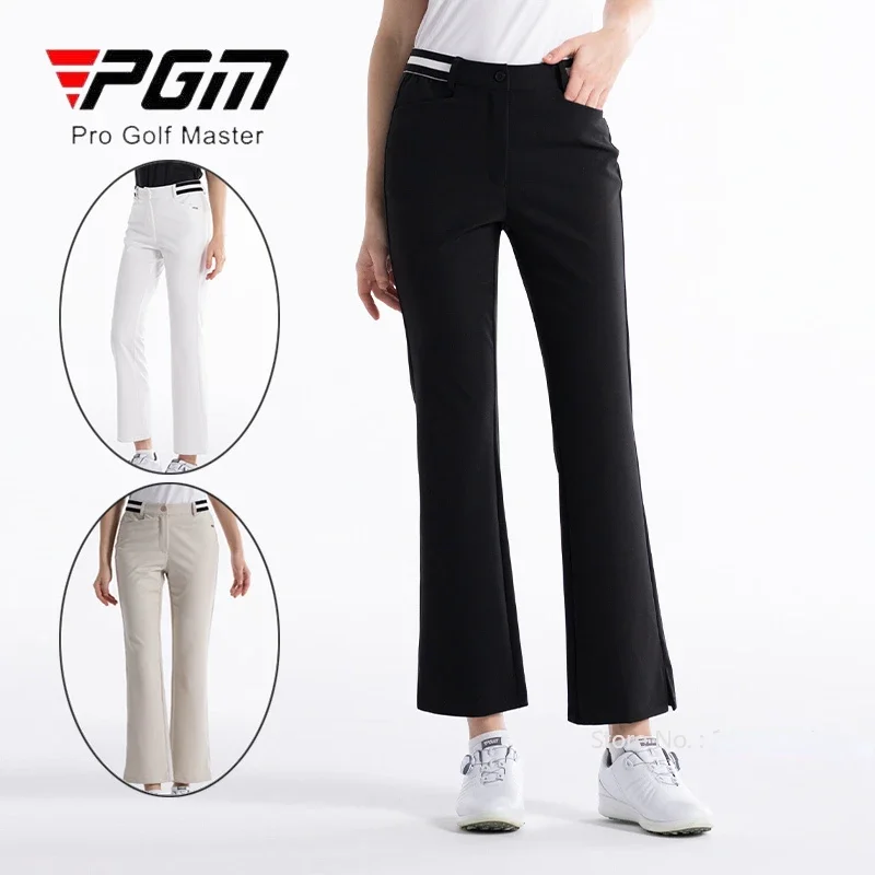 PGM Spring Women Flared Split Golf Pants Lady High Waist Slim Sport Trousers Women Elastic Waistband Casual Pant Golf Sweatpants