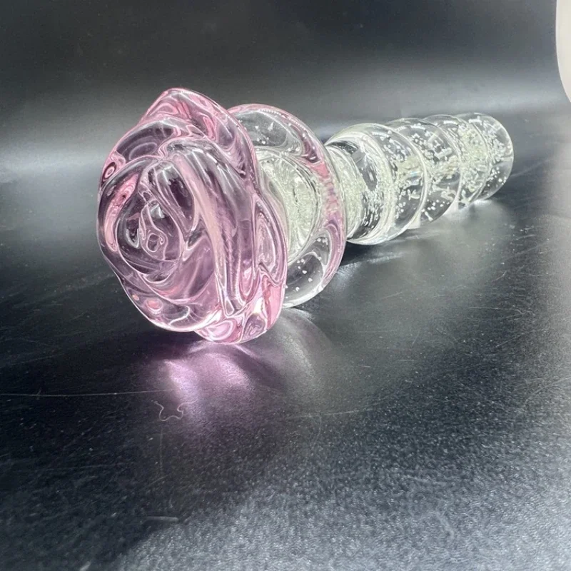 Rose Flower Anal Beads Butt Plug para mulheres e homens, vidro luminoso, dilatador vaginal, masturbador feminino, brinquedos sexuais, massageador de próstata, novo