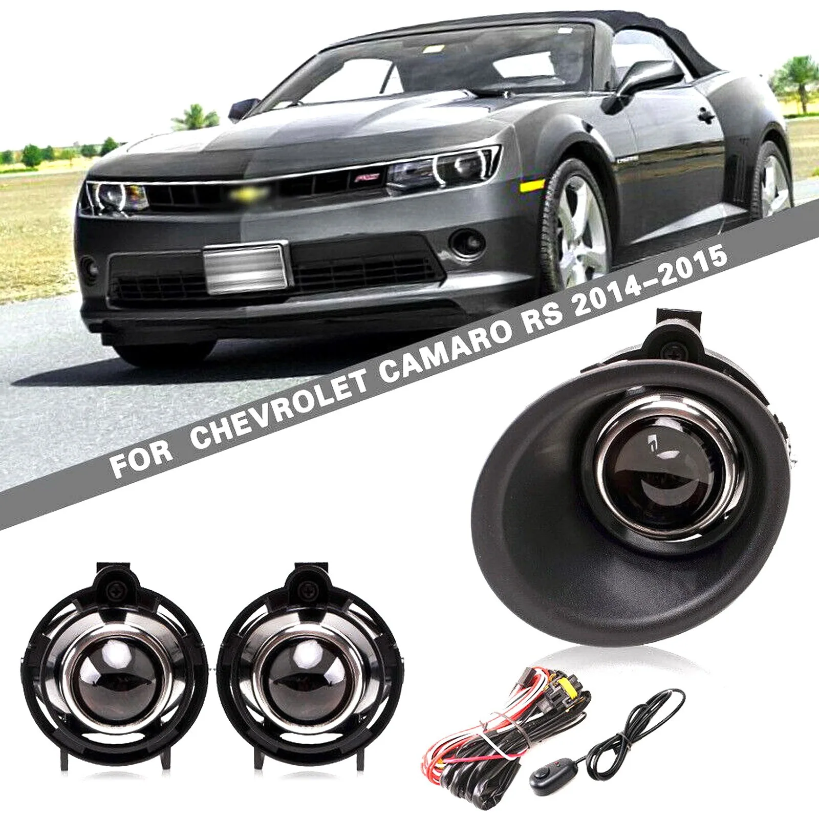 For Chevrolet Camaro RS 2014 2015 Front Bumper Fog Lamp Foglight Set Switch+Wiring