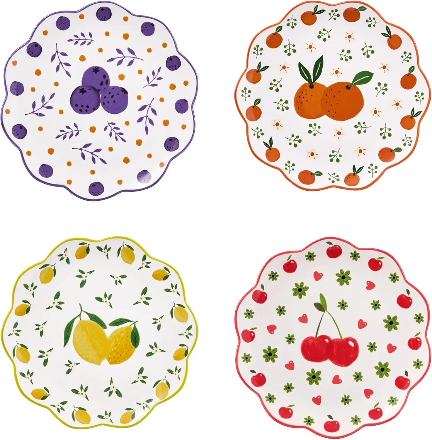 

Ceramic Salad Plates Set of 4, 8.75 Inch Dessert Plates for Appetizers, Side Dishes, Microwave and Dishwasher Safe, Housewarming