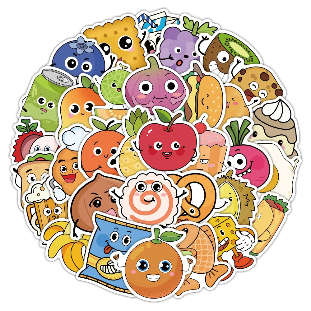 สติกเกอร์อาหารสดสไตล์มินิมอล 52 ชิ้น - สติกเกอร์ตกแต่งน่ารักสำหรับสมุดบันทึกมือ, เคสโทรศัพท์ ร้าน BulingBulingStickers