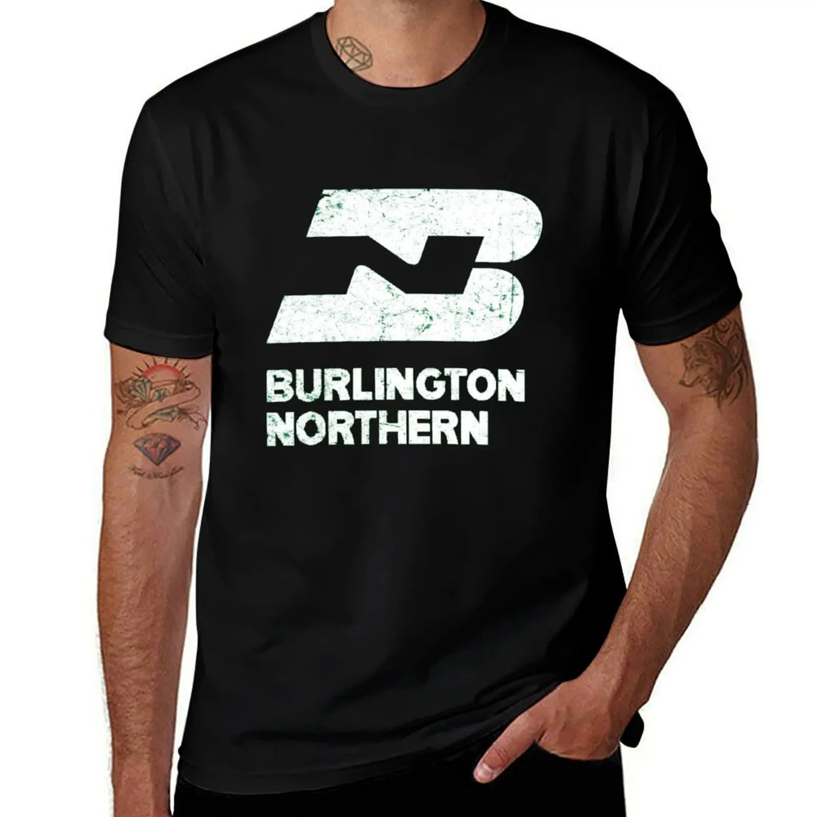 

Burlington Northern Railroad T-Shirt Basic Short Sleeve Cotton Blend T-Shirt