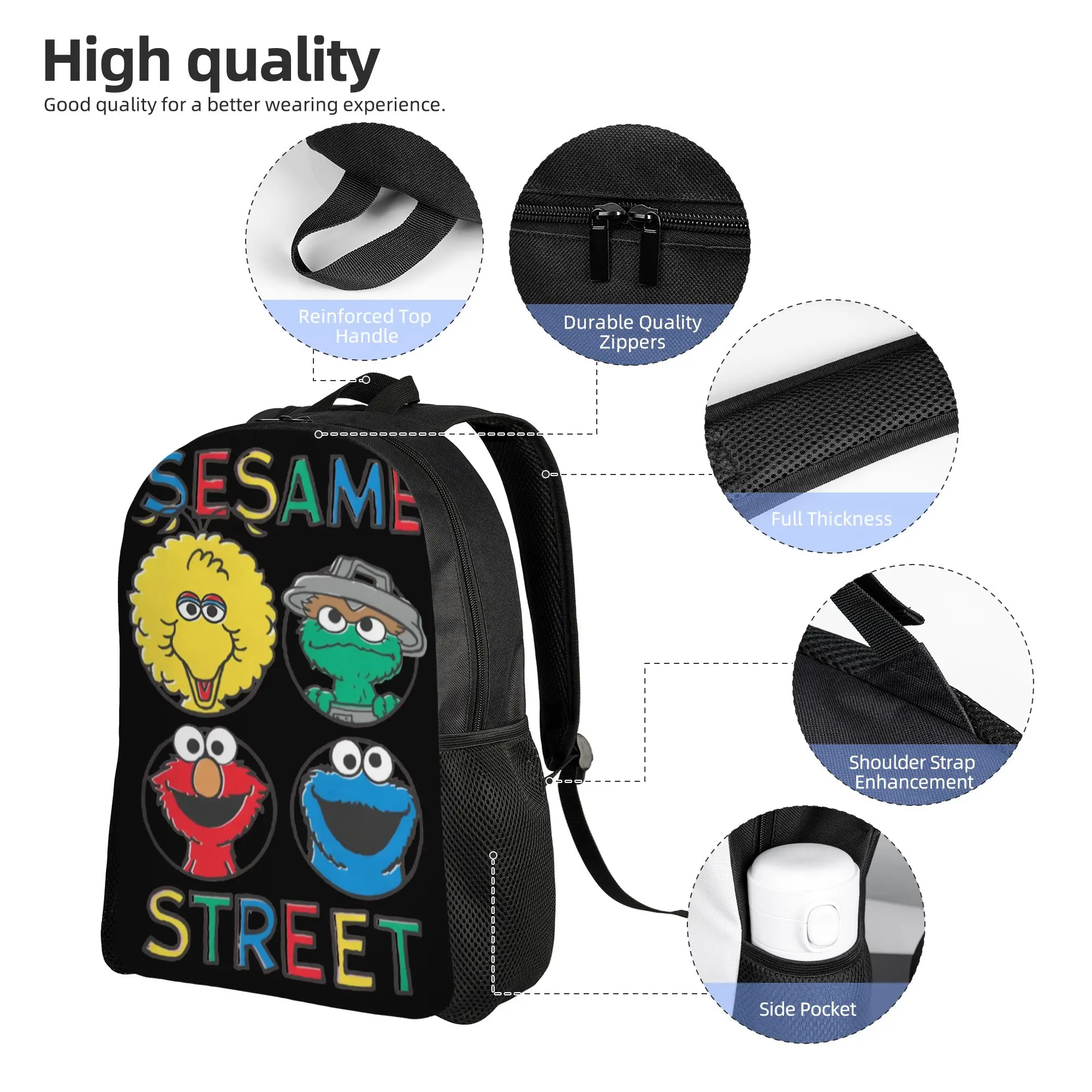 3D Print Cookie Monster Backpacks for Girls Boys Cartoon College School Travel Bags Men Women Bookbag Fits 15 Inch Laptop view 3