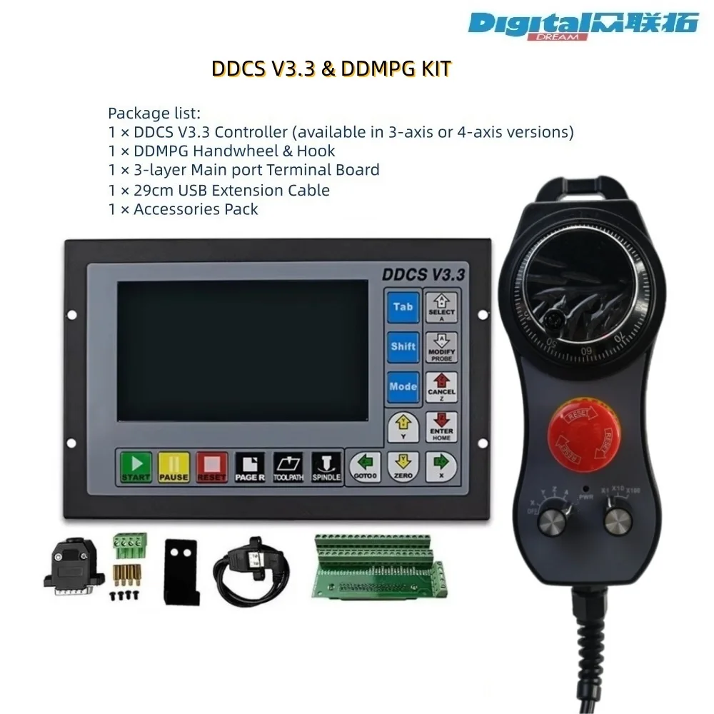 China Factory DDCS V3.3 Ddcsv3.1 3/4 Axis CNC offline Motion Controller Kit G-Code Motor Control System With DDMPG Handwheel