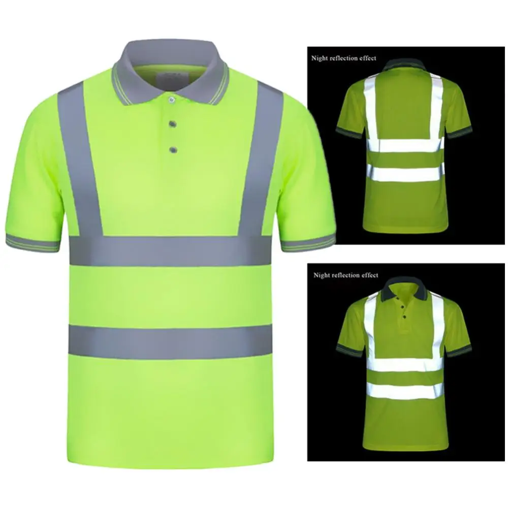 T-Shirts Men Summer Polyester High Visibility Safety Reflective Short Sleeve T-Shirt Top T-shirt men\'s tshirt Safety Reflective