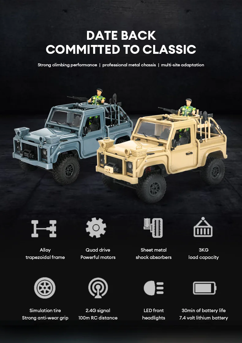 MN96 Rc Car Radio Control Cars Children Toys Off-Road Vehicle Model 4Wd High-Horsepower Climbing Military Truck Toys for Boys