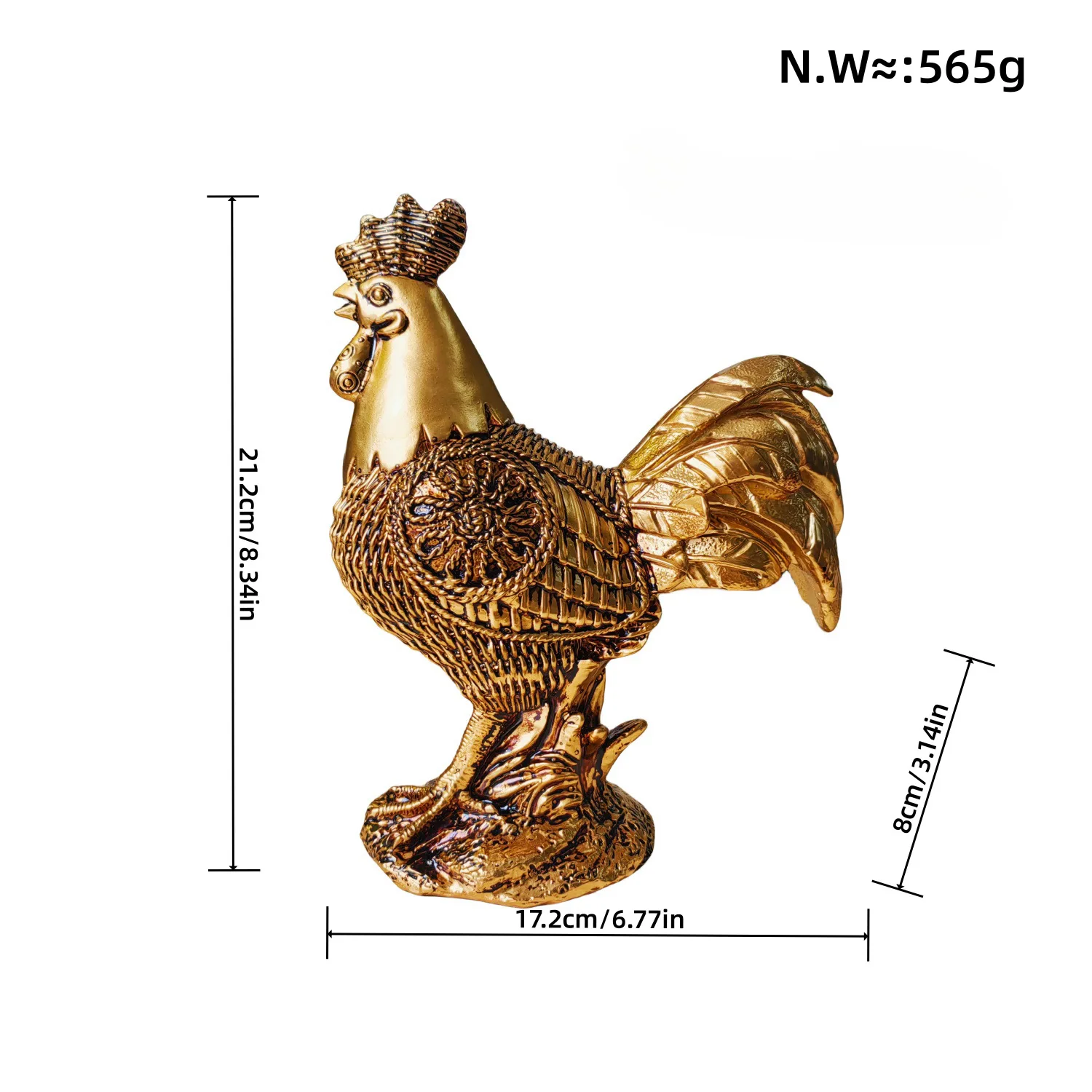 Creative rattan rooster decorations, new Chinese animal ornaments, home and office desktop crafts