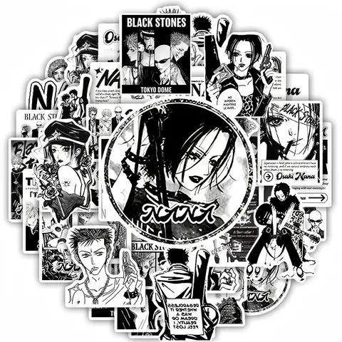 10/30/52pcs Black and White Anime NANA Stickers for Kids Waterproof Graffiti Luggage Bike Laptop Cool Cartoon Sticker Toys