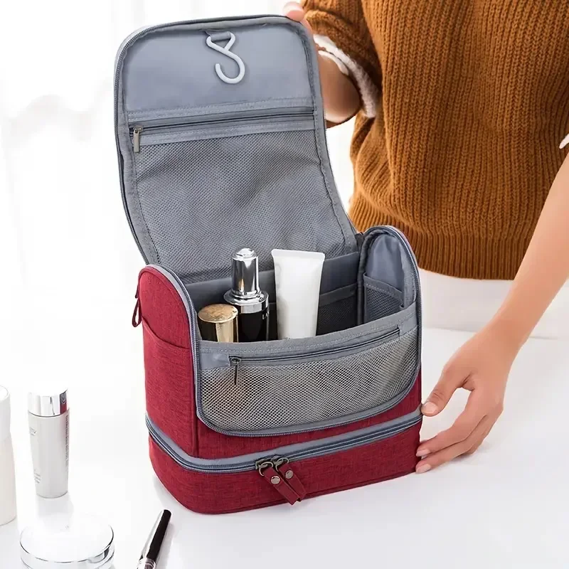 Reise-Toilettentasche mit Trocken-Nass-Trennung und Haken, Große Kapazität, Hängende Kosmetik-Organizer-Tasche für Männer und Frauen, Tragbare Waschtasche – Detail 3