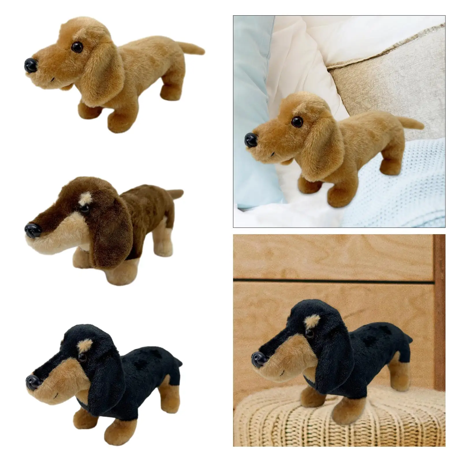 Dachshund Doll Plush Toy Soft Creative Realistic Cute Funny Dog Figurine