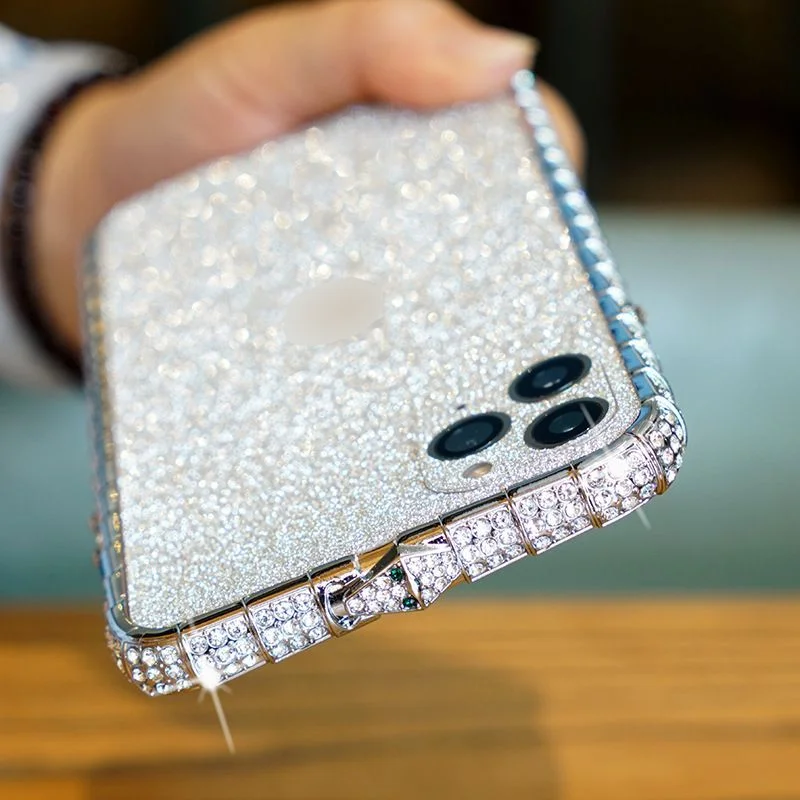 

Luxury Bling Phone Case for iPhone 12 13 14 15 Pro Max Case Sparkly Metal Frame X XR XS Max Glitter Diamond Cover Bumper
