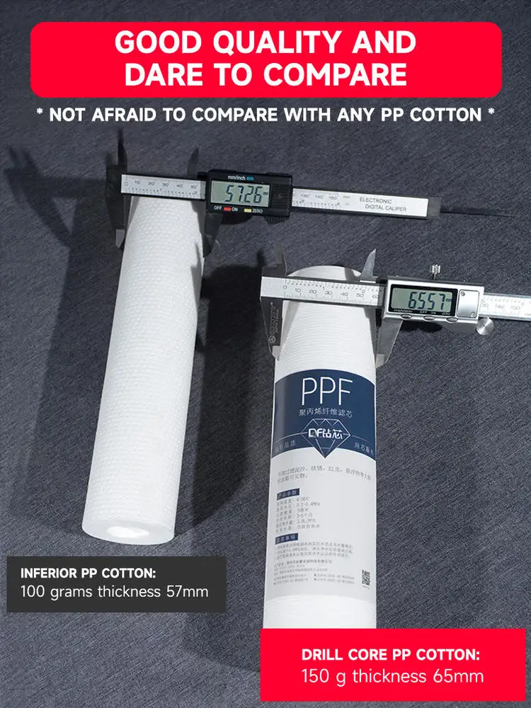 4개입 정수기 필터 카트리지 범용 10인치 PP 코튼 1미크론 필터 순수 정수기 전처리 필터에 적합