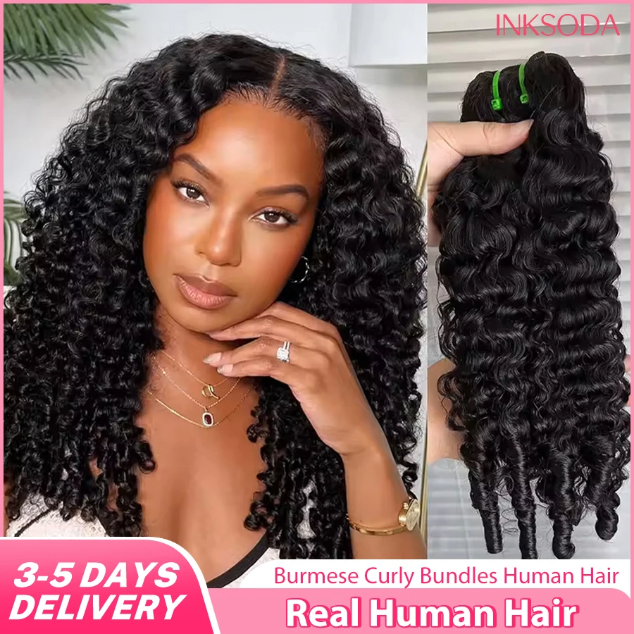 

12A Burmese Curly Bundles Human Hair Extensions Burmese Pixie Curls Raw Hair Real Human Hair Bundles Weave 1/3/4Pcs