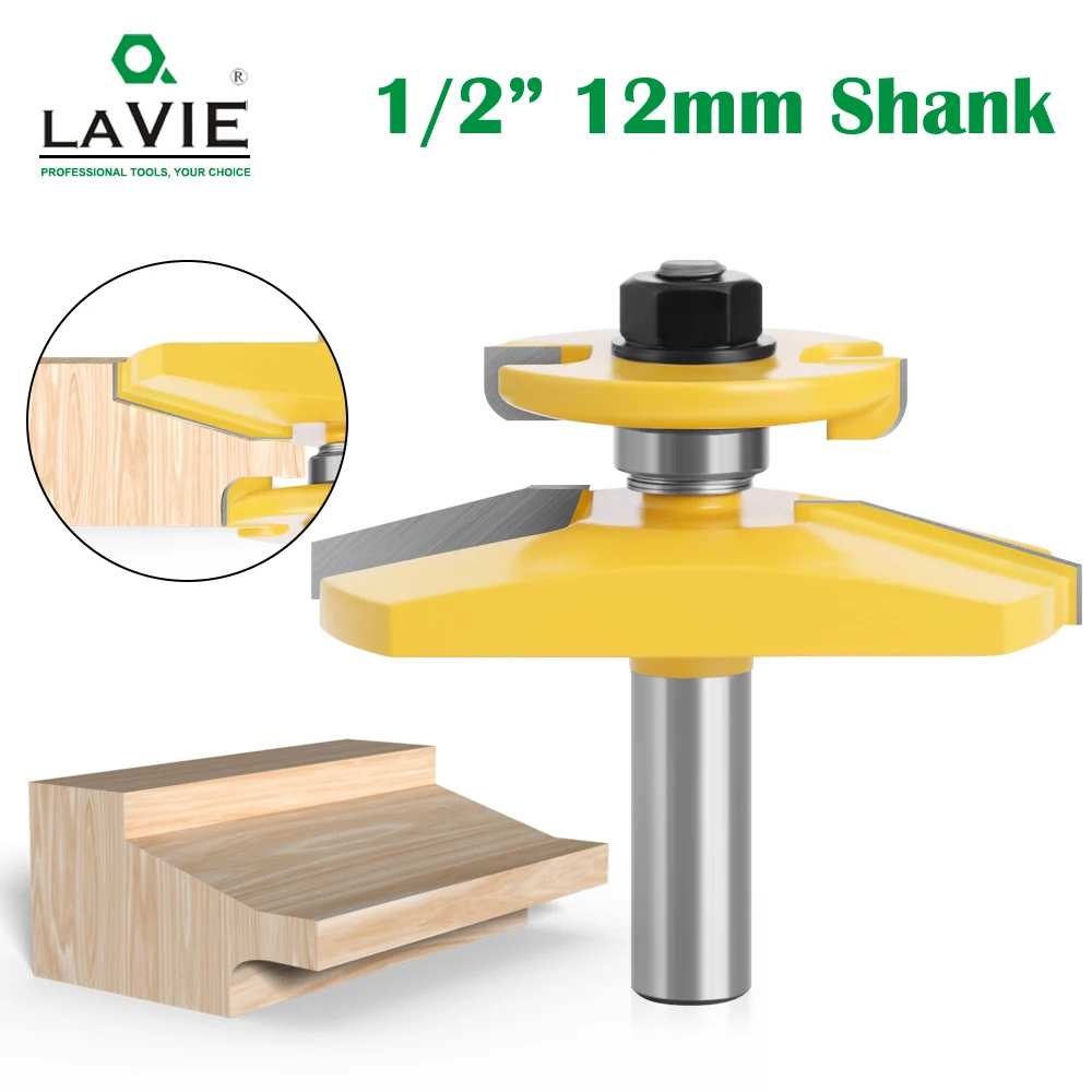 

LAVIE 1pc 12mm 1/2" Shank 15 Degree Chamfer Raised Panel Ogee Router Bit Backcutter 3-1/2" Dia Woodworking Tenon Cutter MC03142