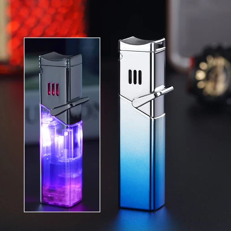 Creative Four Fire Direct Blue Flame Gas Lighter Super Firepower Portable Cigar Special Small Spray Gun Lighter