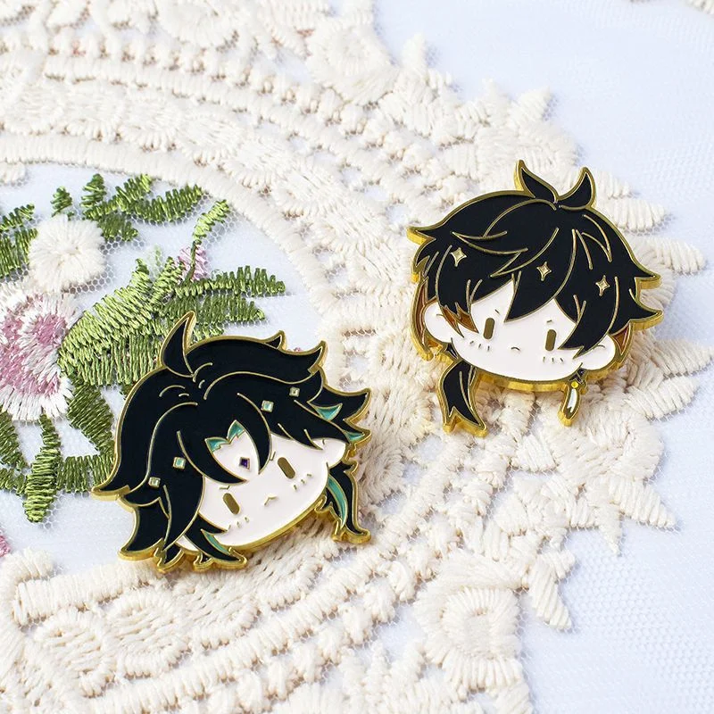 1PC Anime Game Genshin Impact Xiao Hutao Alloy Lapel Badges Clothes Jewelry Collar Brooches Accessories Cute Gifts For Friend