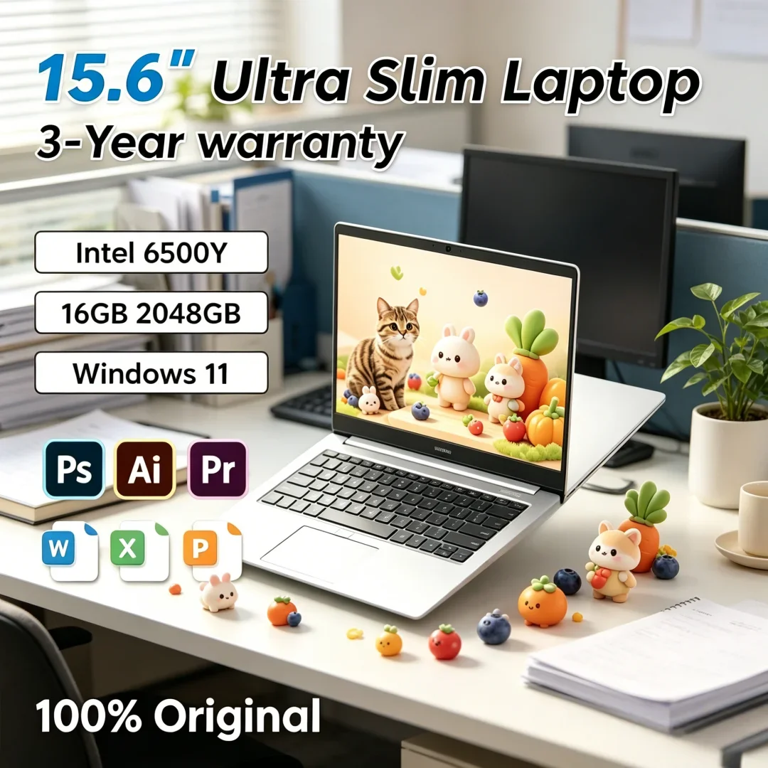 2026 Resplendent Petite 15.6 Laptop Intel 6500Y 32GB RAM 2TB SSD 5000mAh Windows 11 Backlit Keyboard Fingerprint for Regal