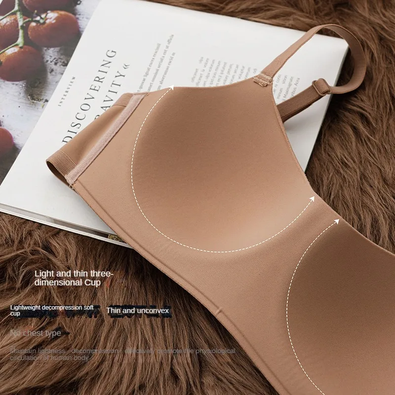 Seamless Bra for Women, One-piece Half-cup Small Breast Push-up, Glossy, Thin, Comfortable, Wire-free Anti-sagging Bra