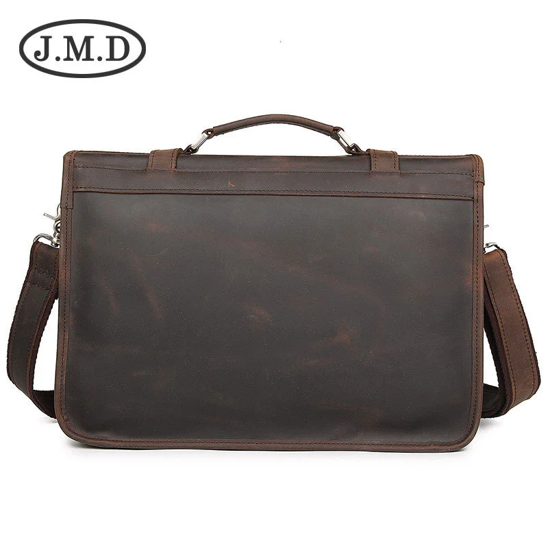 Bolso de cuero Crazy Horse para hombre, decoración de cinturón, maletín de cuero, bolso de mano, 7377R, novedad de verano