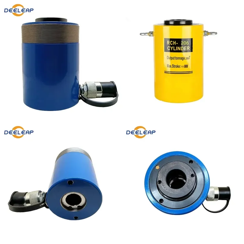 DEELEAP DY-RCH-202 20 Ton Hollow Plunger Single Action Hydraulic Cylinder Steel Body Lifting Jack Non-Magnetic Piston 49mm