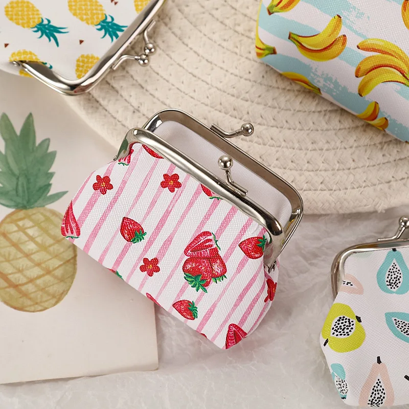 12 PCS Fashion PU Leather Coin Purse Cute Fruit Pear Lovely Women Small Change Money Bags Holder Wallet Mini Pouch