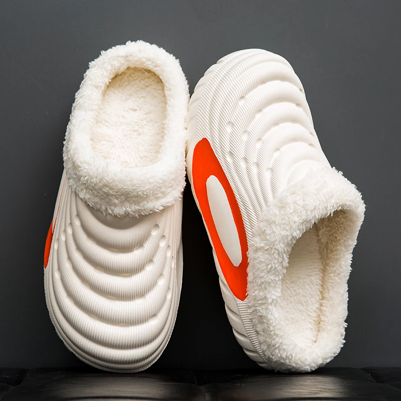 

Cotton Slippers for Men and Women in Autumn and Winter, Fleece-Lined for Warmth, Indoor Casual Cotton Shoes, Large Size, Waterproof and Non-Slip, Closed-Toe Slippers