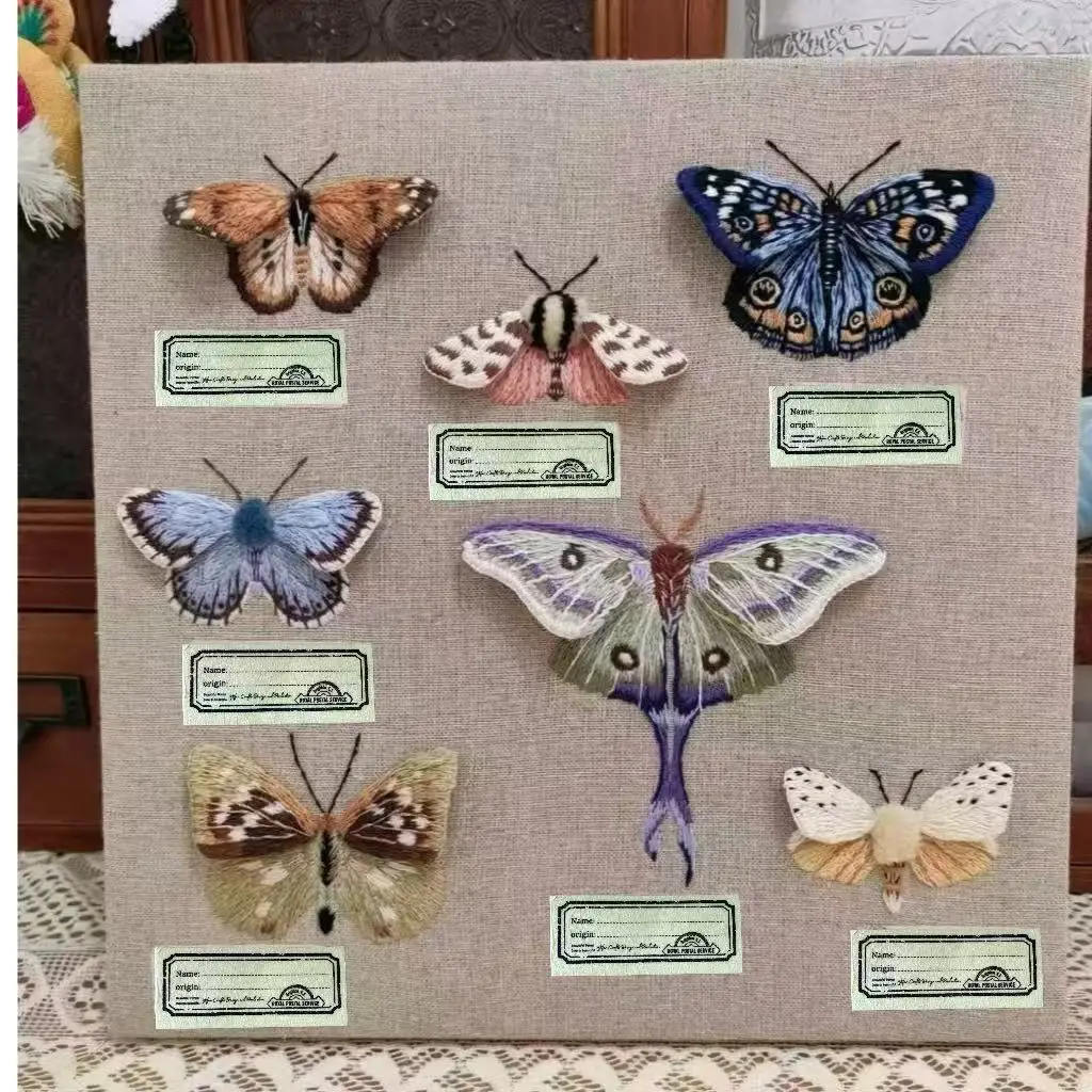 7-teiliges Einzigartiges Dreidimensionales Schmetterlings-Handstickerei-Set, Das Set Enthält 7 Verschieden Geformte Schmetterlinge + Nadeln + Zubehör – Detail 1
