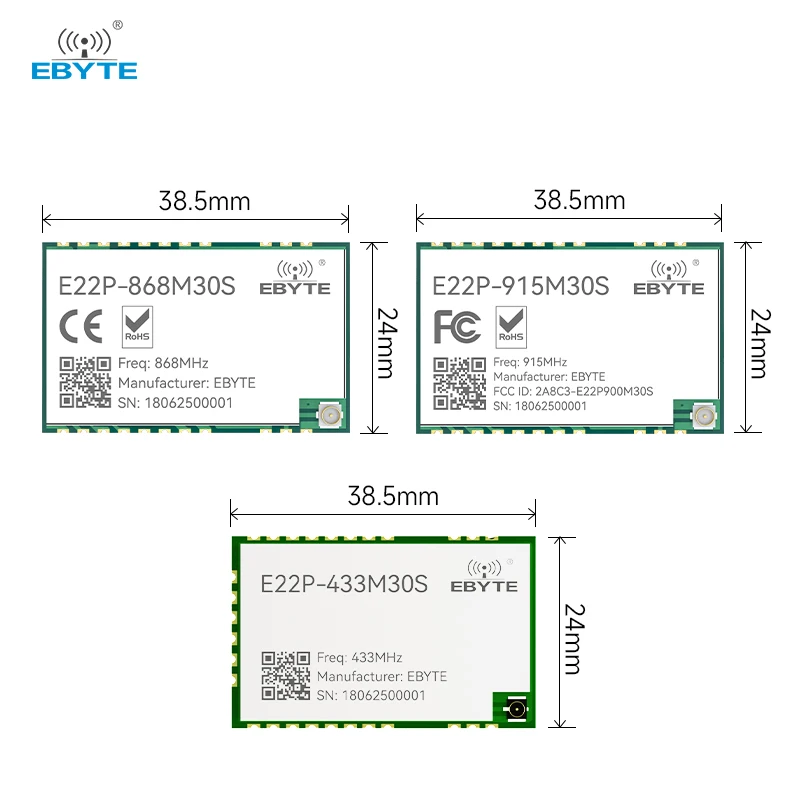 433/868/915MHz LoRa Module SX1262 EBYTE E22P Series Built-in PA+LNA+SWA ESD Protection 30dBm 12KM SPI SMD Module