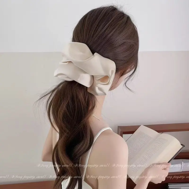 

High-End Satin Scrunchie Simple Non-Damaging Tie New Elegant Large Flower Hair Accessory