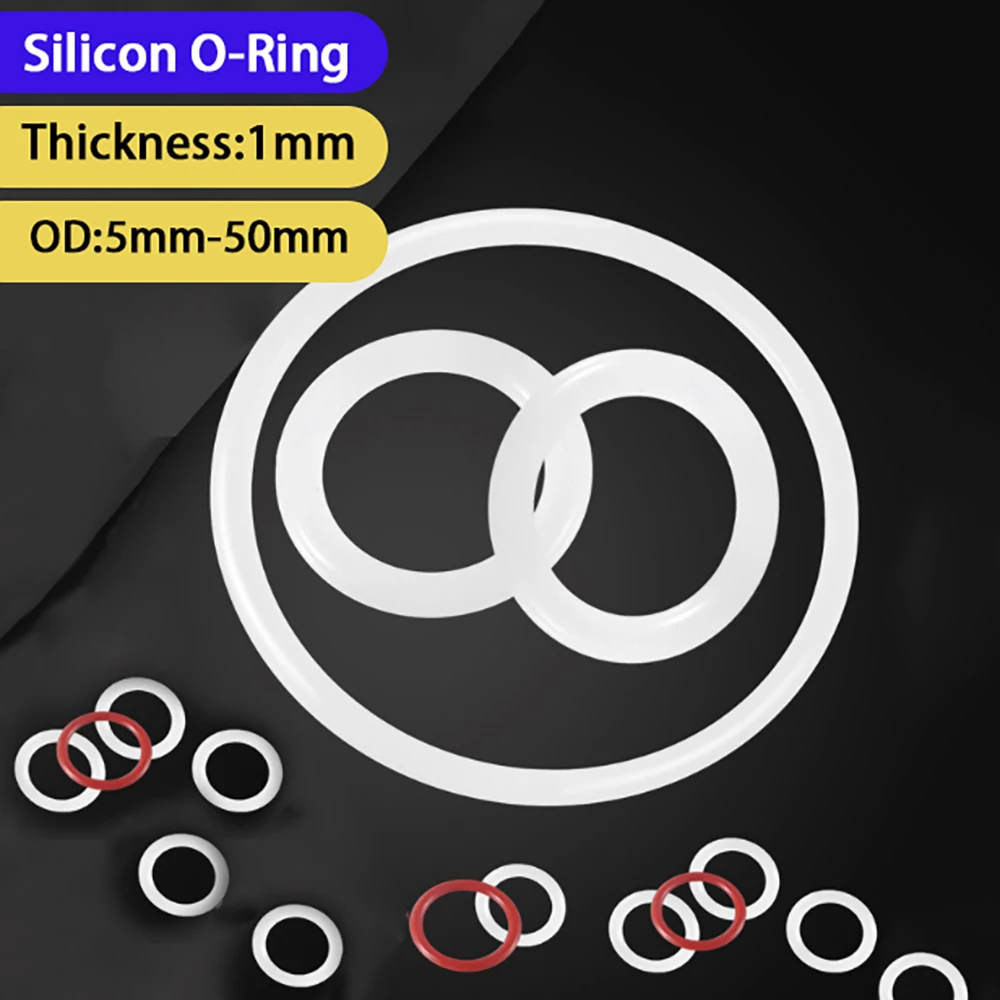 الأبيض السيليكون المطاط O-حلقة سميكة CS 1 مللي متر OD 5 مللي متر-50 مللي متر فلورو المطاط النفط مقاومة طوقا ختم غسالة صنبور السباكة جوانات #1