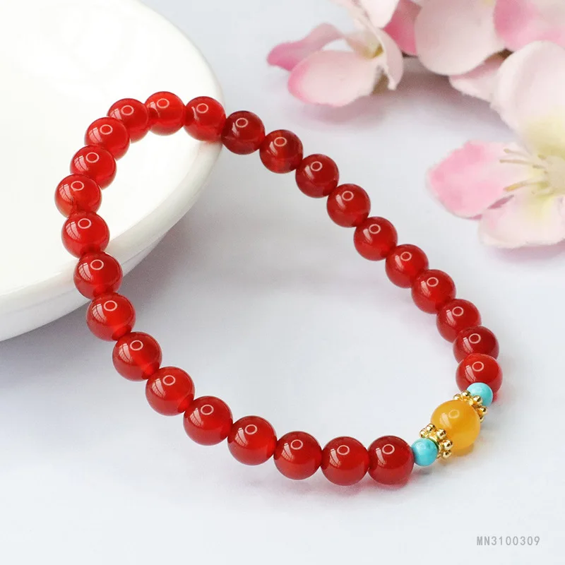 

Agate bracelet amber beeswax bracelet female court style jewelry