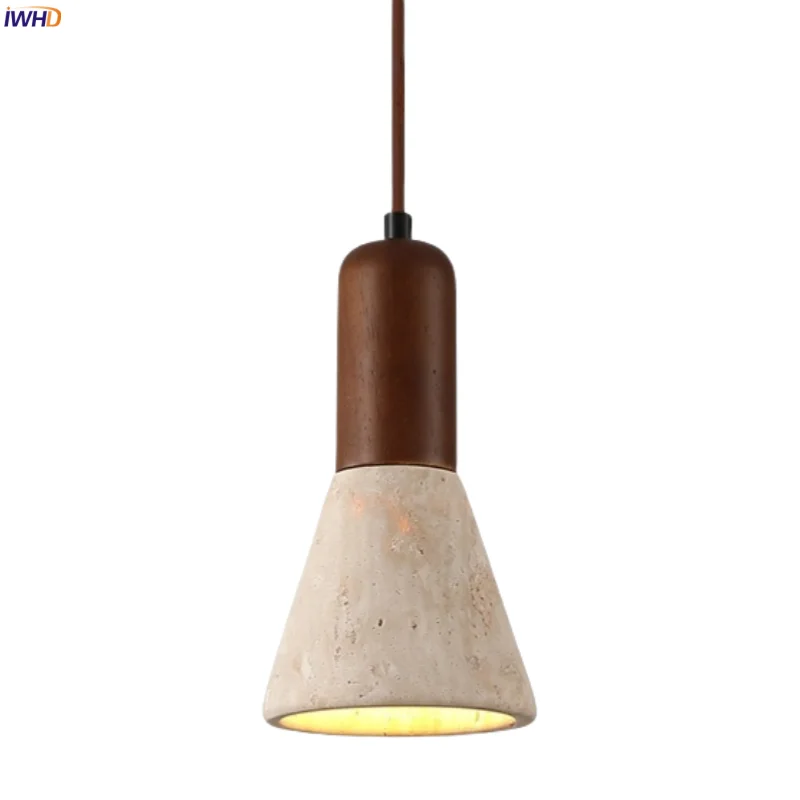 

IWHD 4W Small LED Hanging Lamp Dining Living Room Bedroom Kitchen Cafe Loft Japan Vintage Yellow Travertine Pendant Lighting