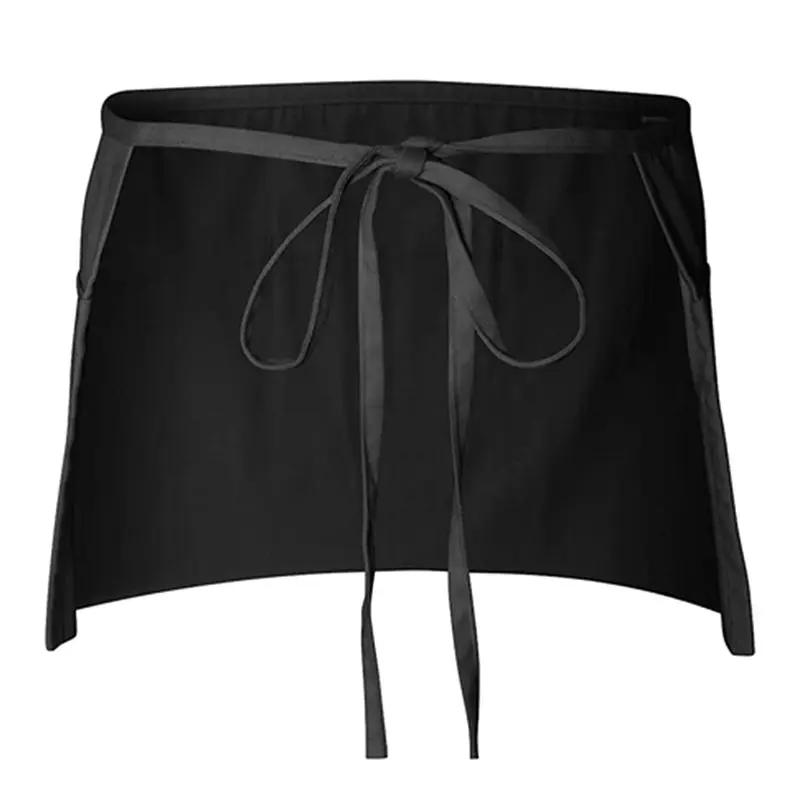 ABLQ 12 Pack - Black Server Waist Aprons, Waitress Half Apron Belt Pocket Apron
