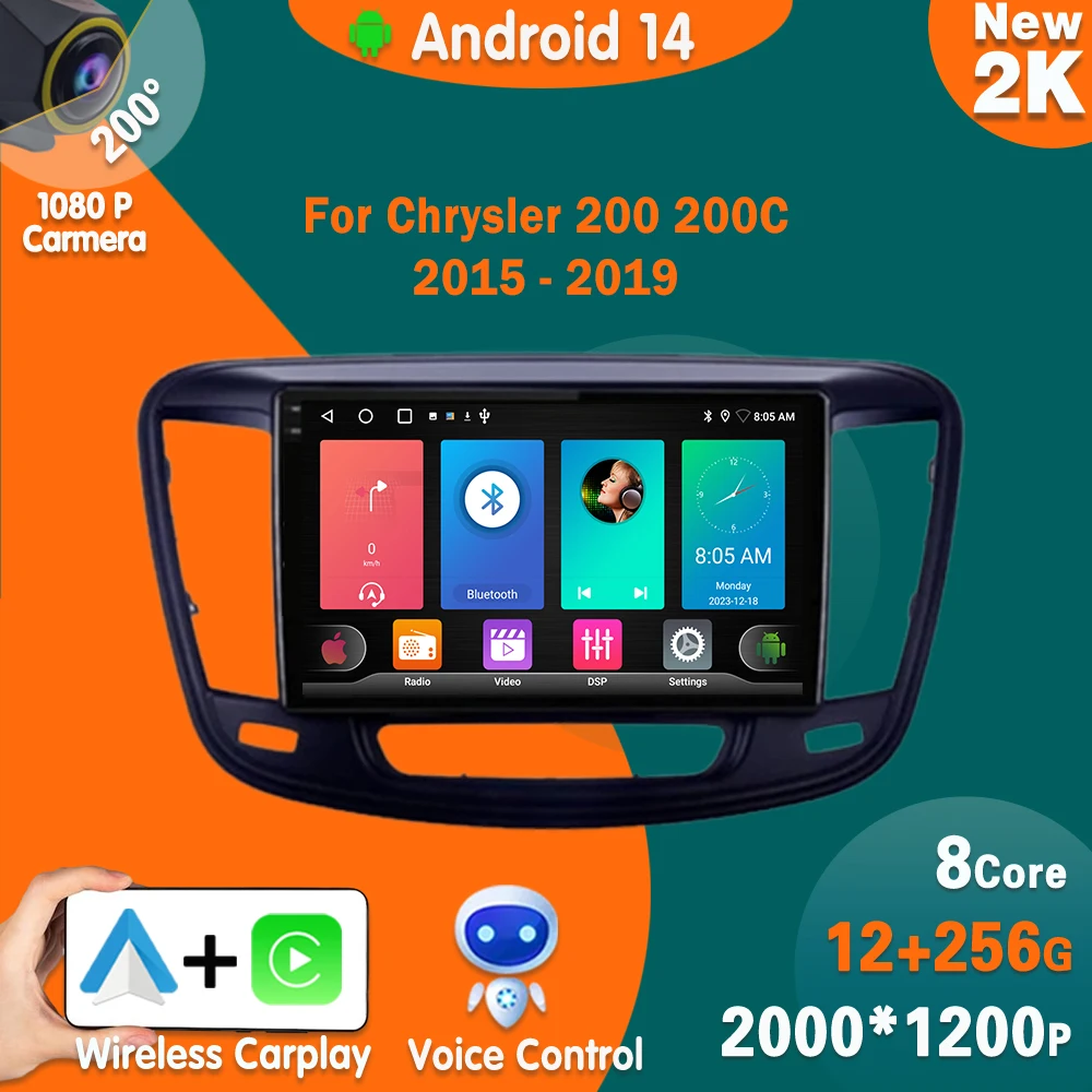 Android 14 For Chrysler 200 200C 2015 - 2019 Radio Video Player Car Autoradio Multimedia Screen Stereo Carplay Navigation