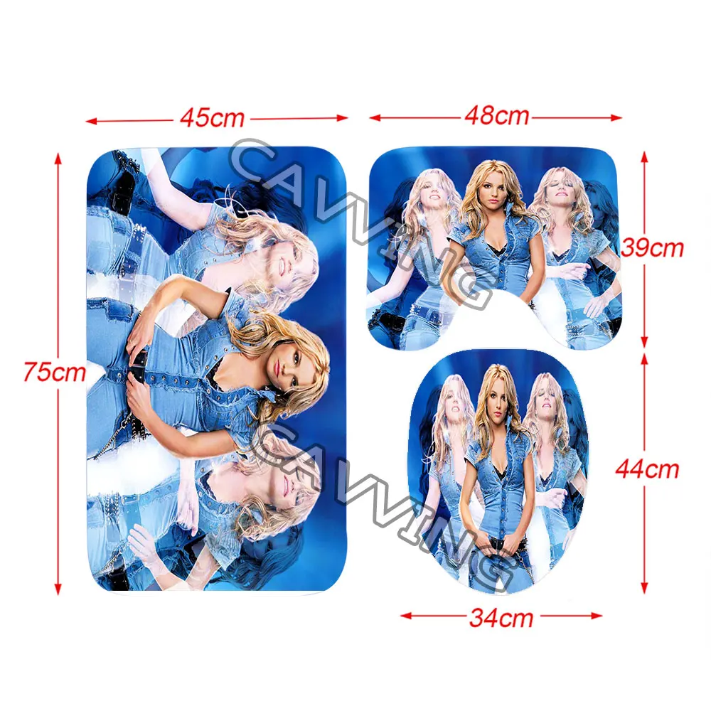 Britney Spears 3D Shower Curtains Waterproof Bathroom Curtain Anti-slip Bath Mat Set Toilet Rugs Carpet  Home Decor   H03