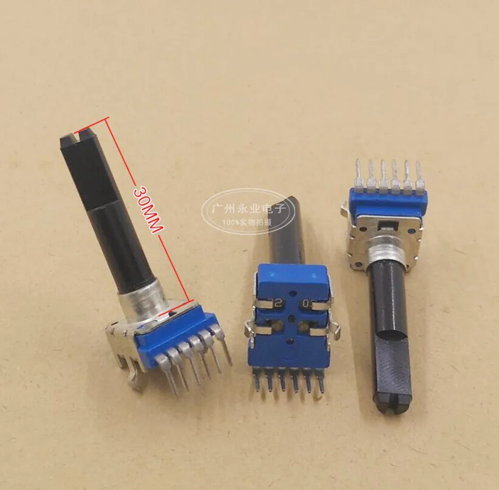 Original new 100% RK12 Dual Rotary Potentiometer Single Row 6pin B20K B203 Speaker Volume Adjustment Handle Length 30MM (SWITCH)
