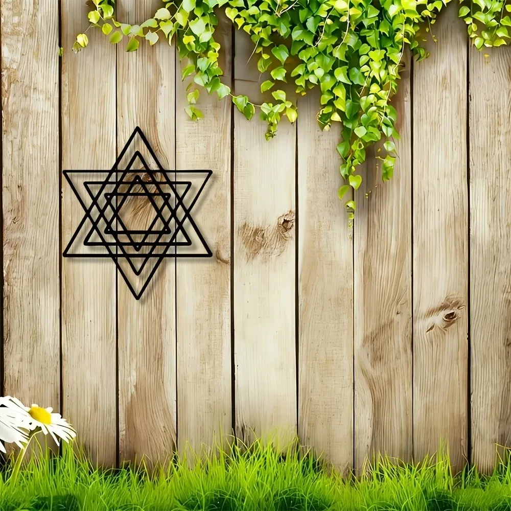 CIFBUY Metal Wall Art Iron Star of David Jewish Symbol Decor Minimalist Modern 2D Flat Sculpture for Living Room Bedroom Office view 6