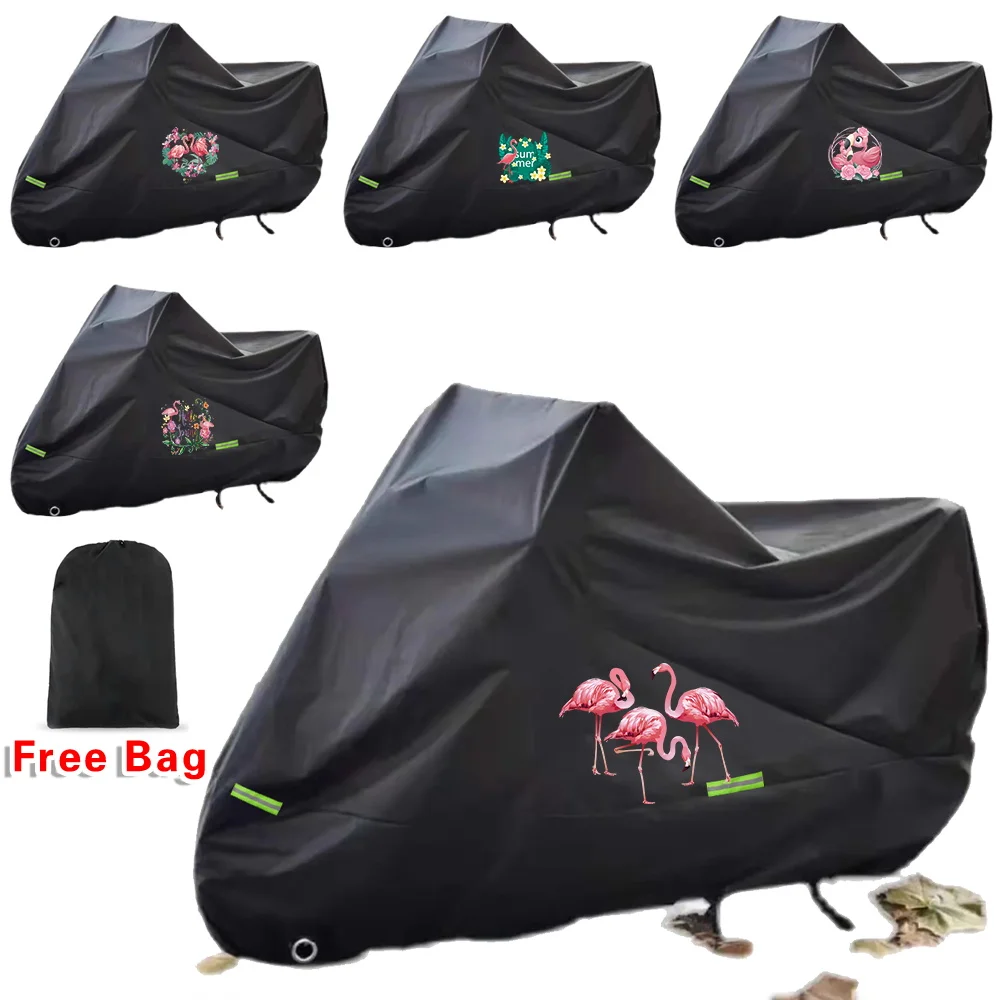 Motorbike Covers Waterproof Outdoor Indoor Scooter Wear-resistant Fabric Motorcycle Dustproof UV Protective Cover Flamingo Print