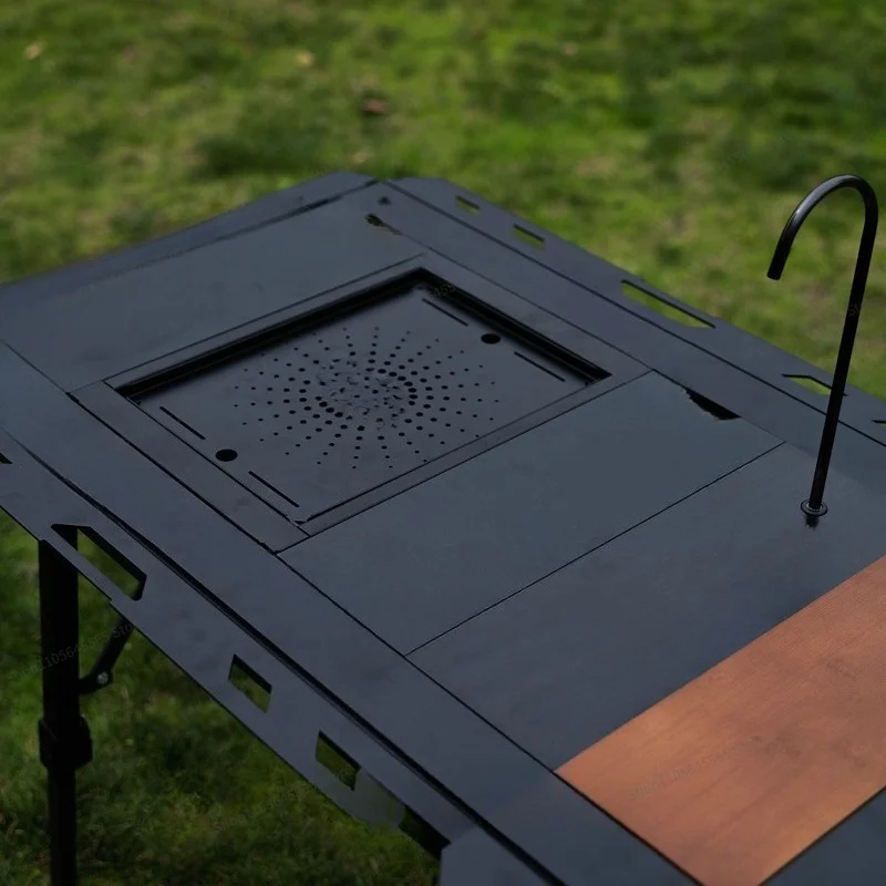 For Portable Five Unit Camping and Barbecue Dining Table with Adjustable Folding Multifunctional Combination Table