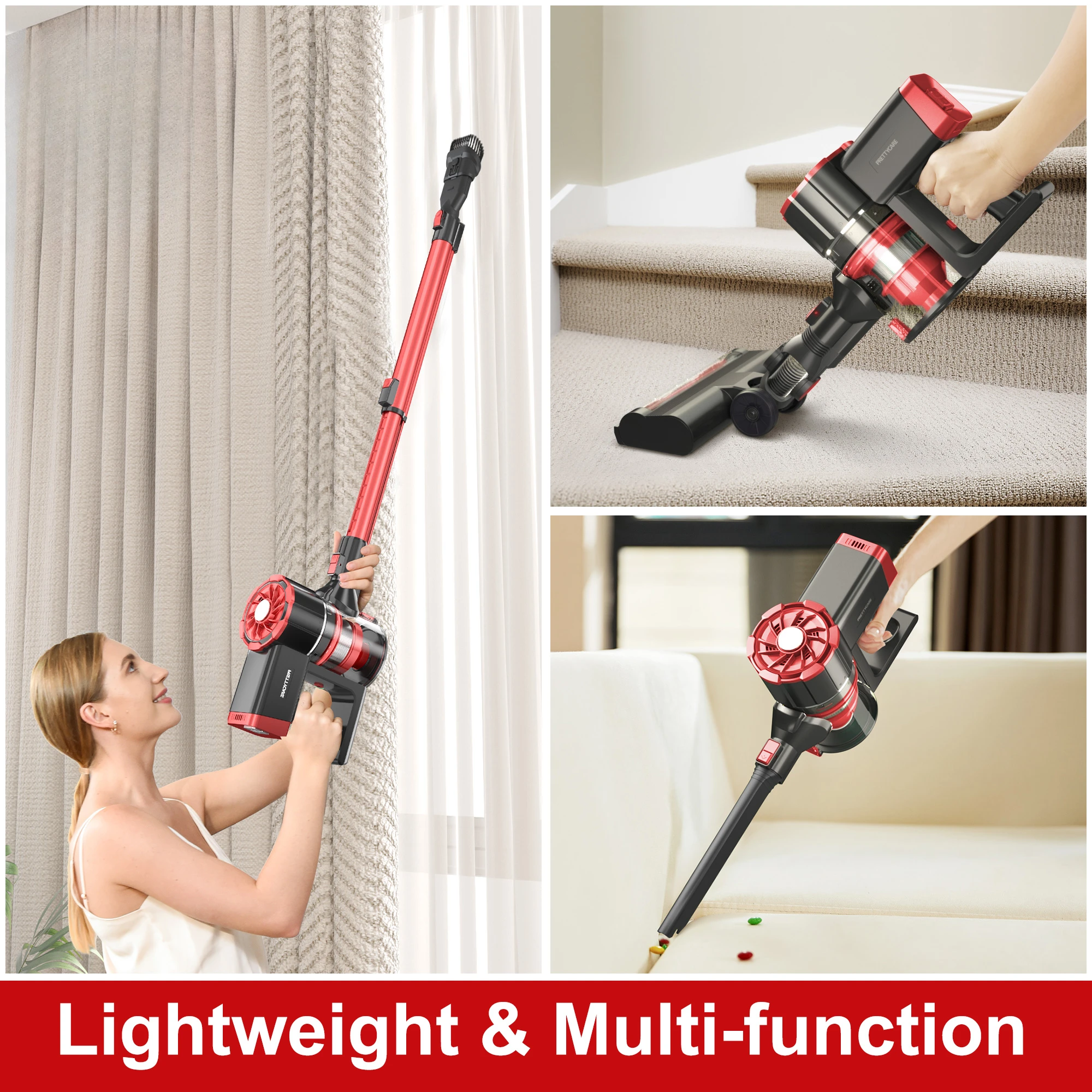 Rechargeable Cordless Vacuum All In One Lightweight Stick Vacuum With Powerful Suction